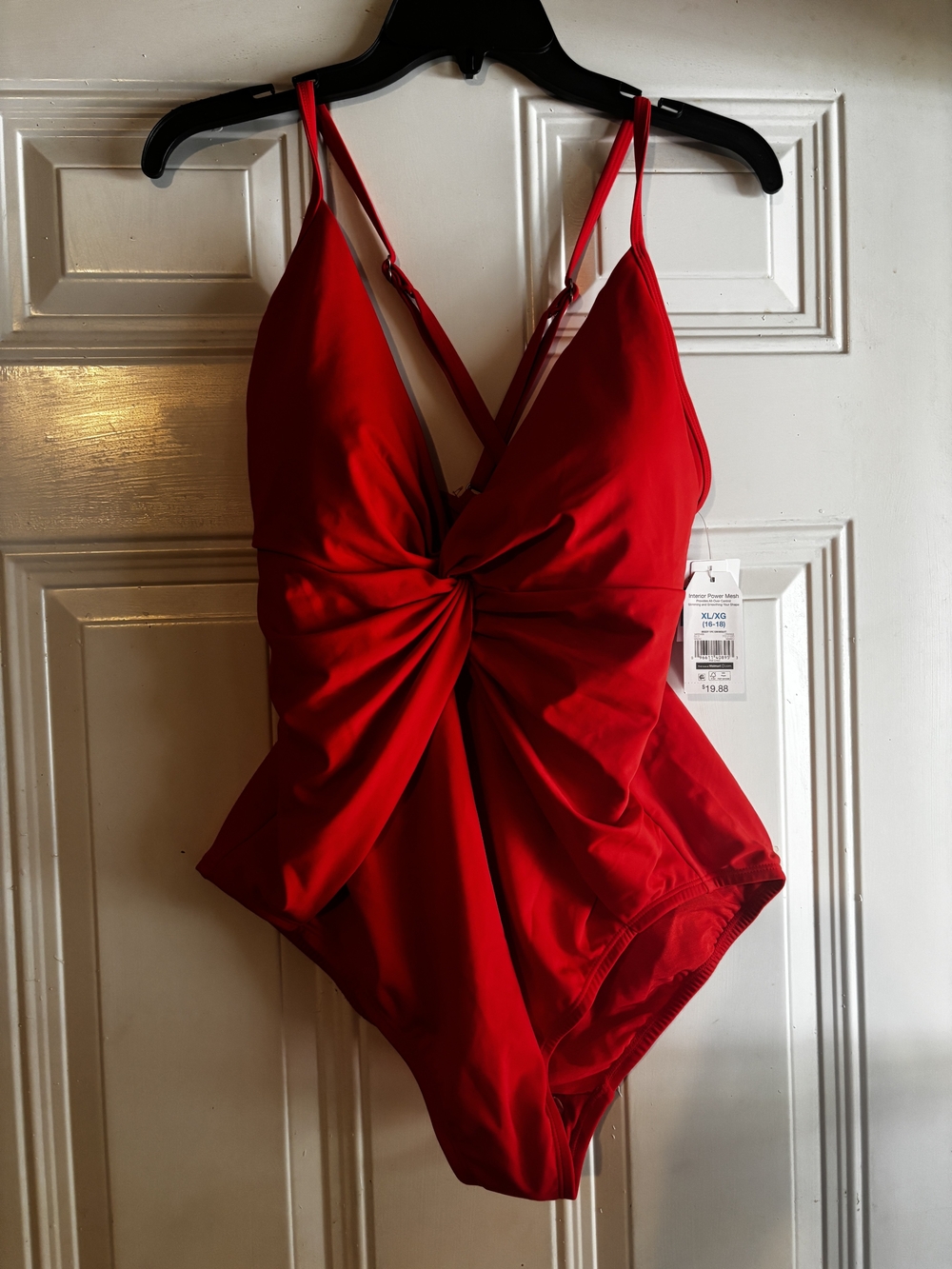 Time and Tru Red Twist-Front One-Piece Swimsuit - Picture 1 of 6